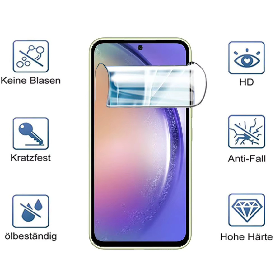 4in1 Hydrogel Schutzfolien Set für Samsung Galaxy A55 A54 A53 A52 A35 A34 A33 A32 A15 A14 A13 inklusive Kameraschutz in Transparent - Bild 2