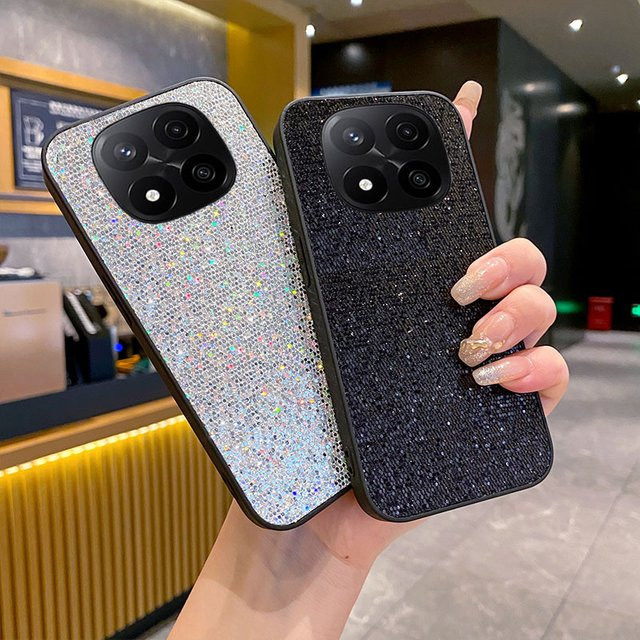 Glitzernde Sternenhimmel Handyhülle aus Leder und TPU für Xiaomi Redmi Note 14 15 4G 5G Pro Plus in Weiß - Bild 1
