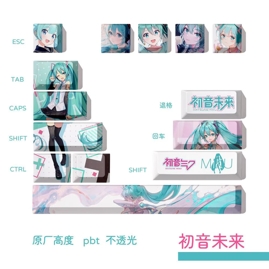 Bandai Hatsune Miku Anime Figur Tastenkappe aus PBT Material in Multicolour für deine Tastatur - Bild 3