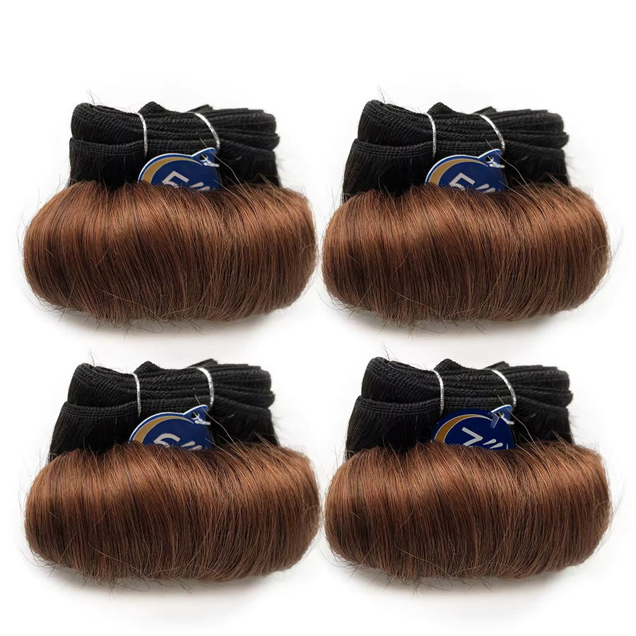 DAYFLY Echthaarverlängerung, Brasilianische lockige Haarwebart, 4 Bündel, 1B Afro, 30 cm blonde Echthaar-Extensions - Bild 2