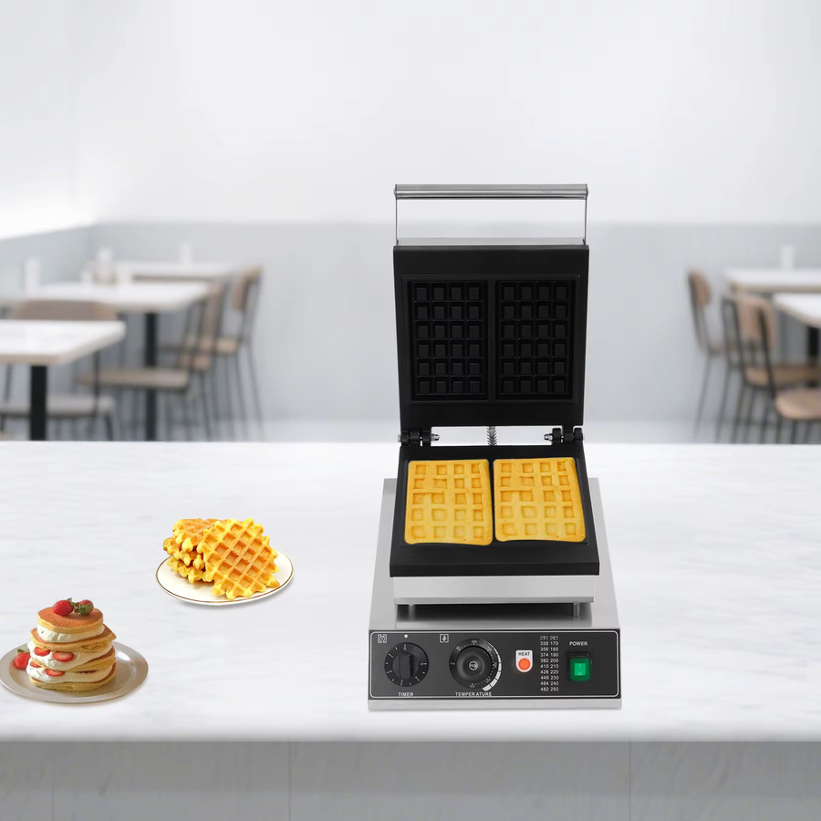 Sweetmile Kommerzielles Waffeleisen mit 2000 W und Antihaftbeschichtung für belgische Brüsseler Waffeln, Silber - Bild 5