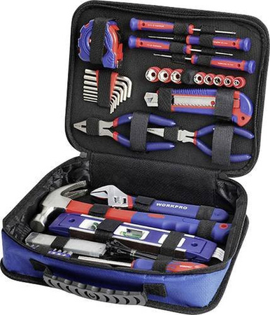 WorkPro WP209066 Universal Werkzeugset für Heimwerker und Techniker, 100-teilig, multicolour in Tasche