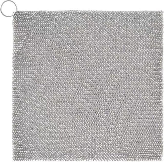 Fengchou Edelstahl Spültuch mit Rostschaber, korrosionsbeständiger Stahlwolle Scrubber in Grau, 12 x 12 cm - Bild 1