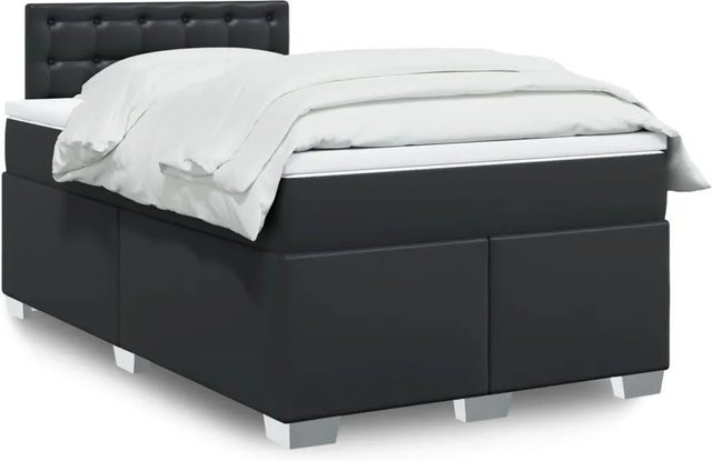 vidaXL Boxspringbett mit Matratze in Schwarz aus Kunstleder mit USB-Ladeport und Unterbettbeleuchtung, B/T: 120 x 200 cm - Bild 1