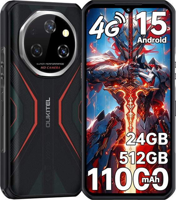 OUKITEL WP55S Smartphone in Orange mit 256 GB Speicher, 24 GB RAM, 6.6 Zoll Display und 11000mAh Akku, Android 15, 4G/LTE, NFC, GPS, Wi-Fi und Bluetooth - Bild 1