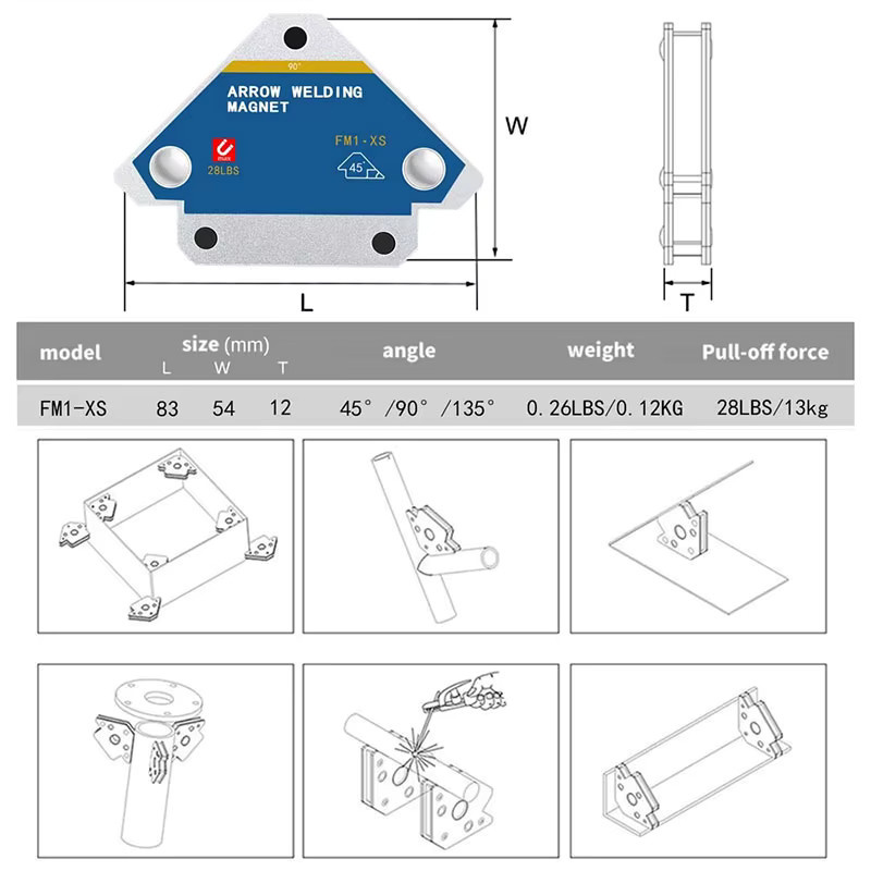 4er-Set Magnetische Schweißfixierer mit 45°, 90° und 135° Winkeln, Ferrit-Schweißpositionierer mit 12,5 kg Haltekraft - Bild 3