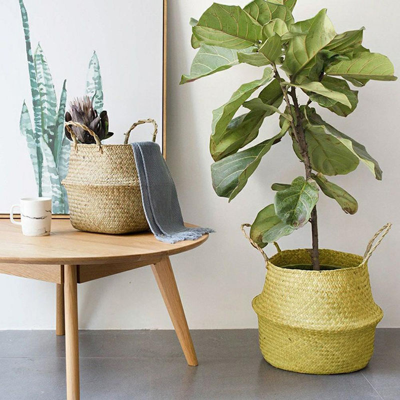 CosyHome Geflochtener Blumenkorb aus Rattan in Braun und Beige im Bohemian Stil für Topfpflanzen und Dekoration - Bild 3