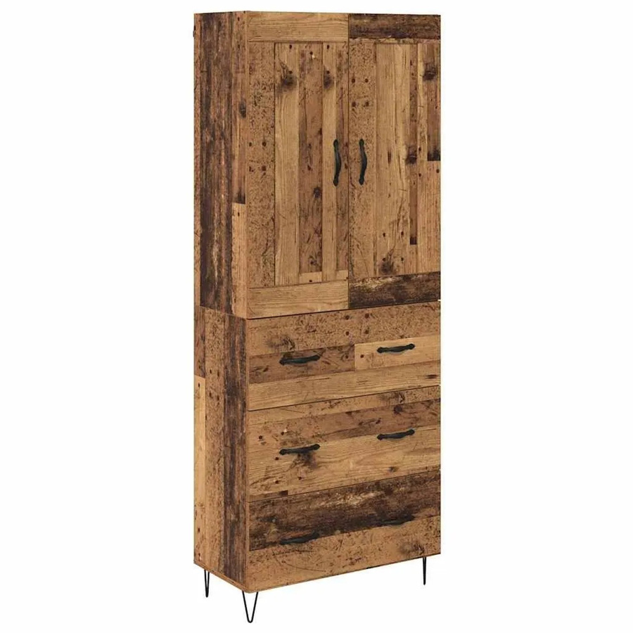 vidaXL Highboard Altholz Design in Braun mit Türen und Schubladen B/T/H: 69,5 x 34 x 180 cm - Bild 2