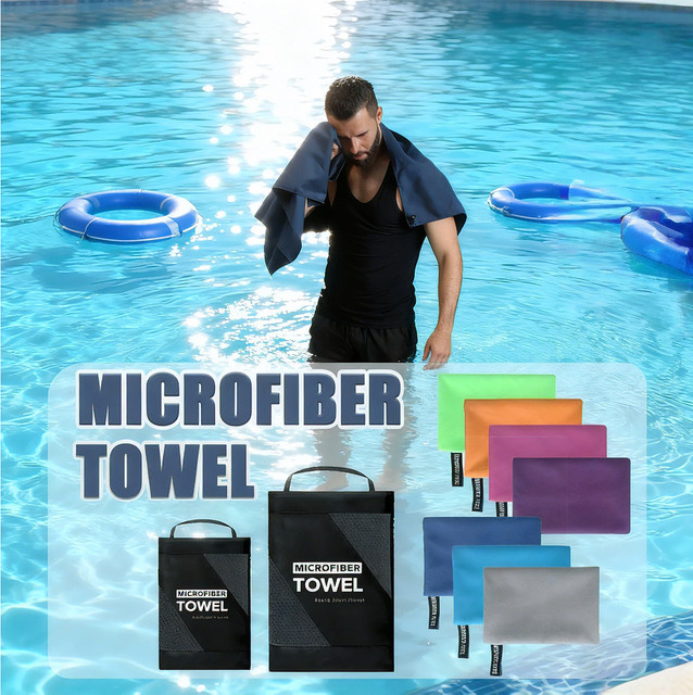 Naturehike Mikrofaser-Handtuch schnelltrocknend für Sport und Strand in Blau und Grau - Bild 1