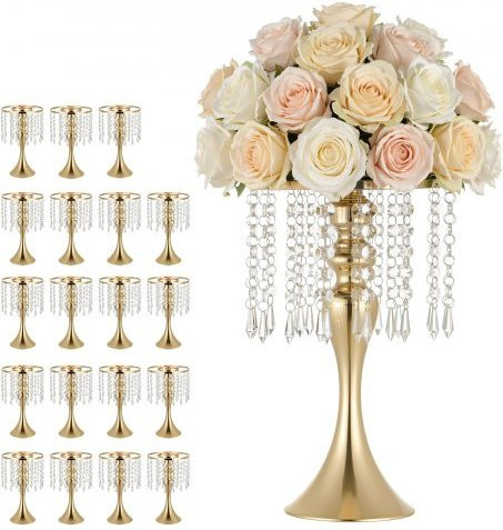 VEVOR 20er Set Hochzeitsvasen aus Metall mit Kristalldeko in Gold, Tischvasen für Hochzeiten und Feiern, Höhe: 33,5 cm - Bild 1