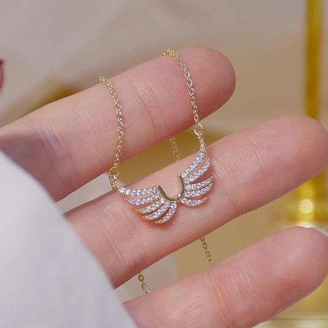 YIRAN Jewelry Halskette, Engelsflügel, Gold, Zirkonia, Damen - Bild 1