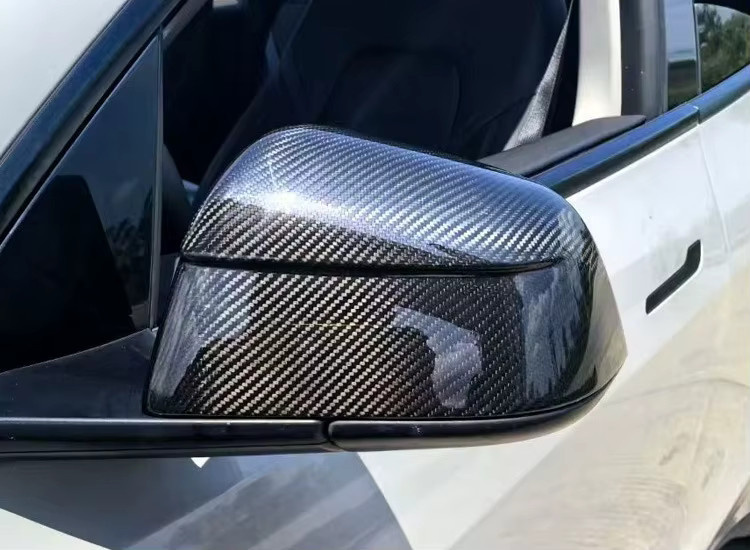 Spiegelgehäuse aus Kohlefaser für Tesla Modell Y 2025 in Wacholdergrün und Schwarz - Bild 3