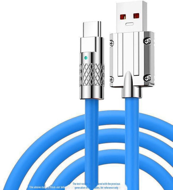 120 W Dual Type-C Schnellladekabel mit Digitalanzeige für Apple 15/16 und Huawei Honor 6A, USB-C auf USB-C, Blau, Länge: 1,5 m - Bild 1