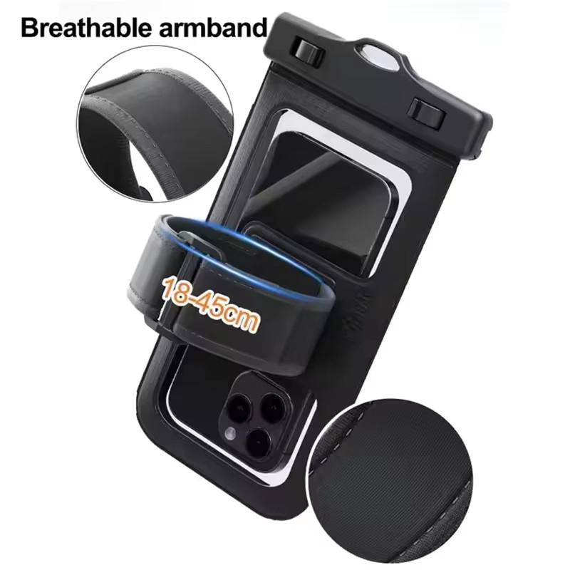 Newteneight 2-in-1 Wasserdichte Handyhülle mit Trageband und Armband als Trockentasche für iPhone in Schwarz - Bild 2