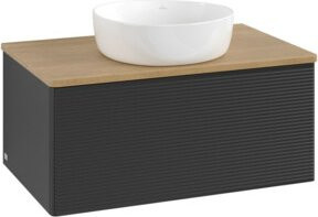 V&B Waschtischunterschrank Antao mit Frontstruktur in Eiche Honigbraun, B/T/H: 80 x 36 x 50 cm - Bild 1