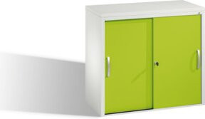 C+P Akten-Sideboard Acurado mit Schiebetüren, Korpus Lichtgrau und Front Viridingrün, H: 72 cm, B: 80 cm, T: 40 cm - Bild 1