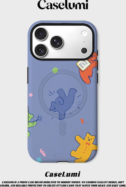CaseLumi Matte Bumper MagSafe Hülle für iPhone 17 16 15 14 13 Pro Max mit bunten Bären-Motiven in Multicolour - Bild 1