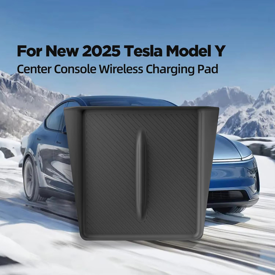 Kabelloses Lade-Silikonpad als Schutzabdeckung für die Mittelkonsole von Tesla Model Y Juniper 2025 und Model 3 Highland 2024, Farbe: Schwarz - Bild 4