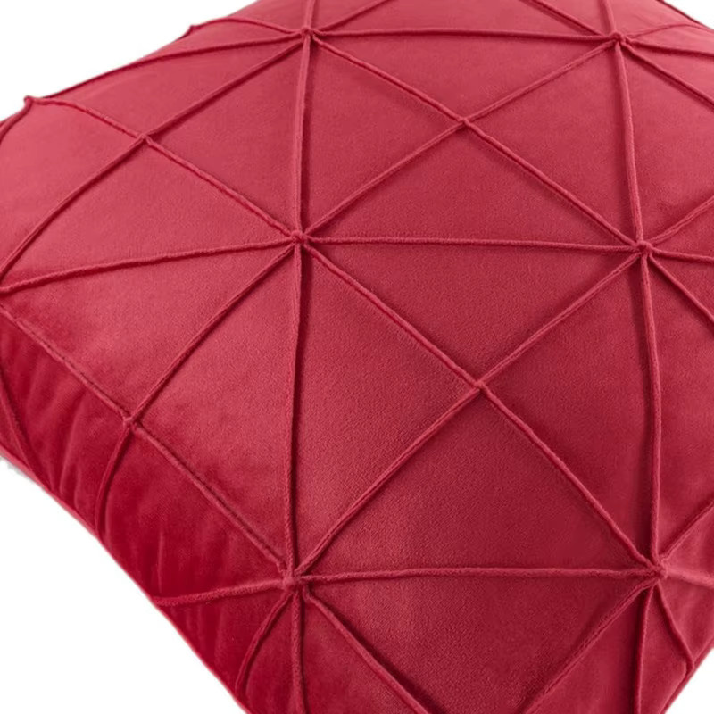 Dekorative Samt-Kissenbezüge in Rot mit kariertem Gittermuster von inyahome, B/H: 45,72 x 45,72 cm - Bild 4