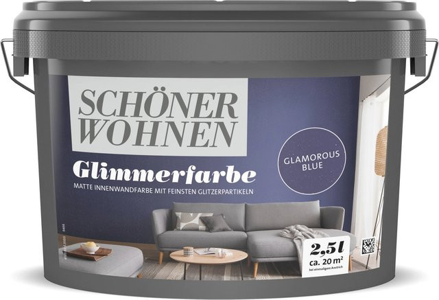 Schöner Wohnen Glimmerfarbe Glamorous Blue, 2,5 l, wasserbasiert und lösungsmittelfrei - Bild 1
