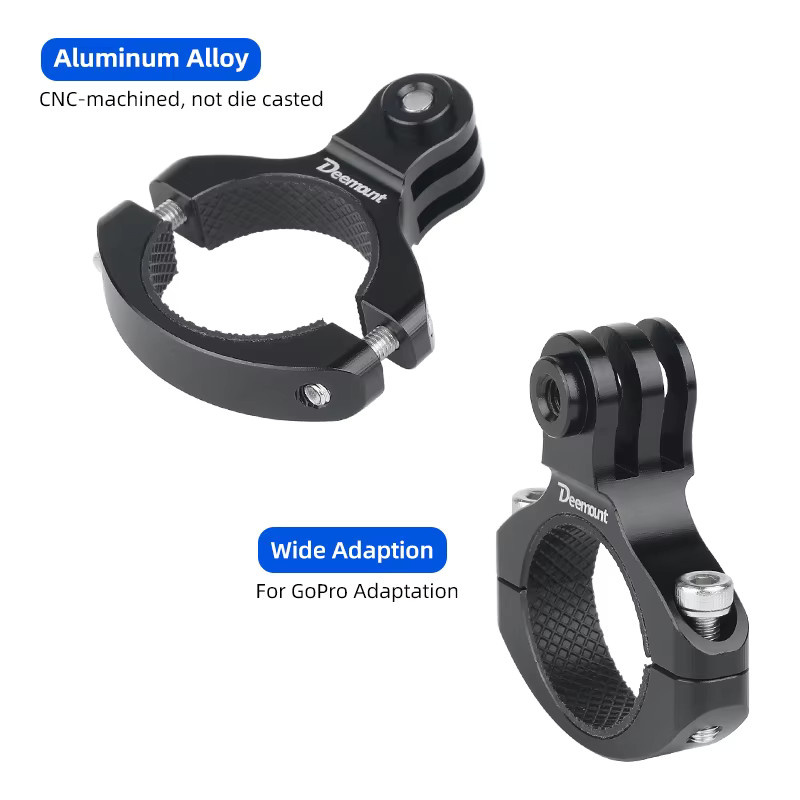 GoPro Fahrradlenker-Adapter aus CNC-gefrästem Aluminium in Schwarz für Sportkameras, Scheinwerfer und Computerhalterungen - Bild 2