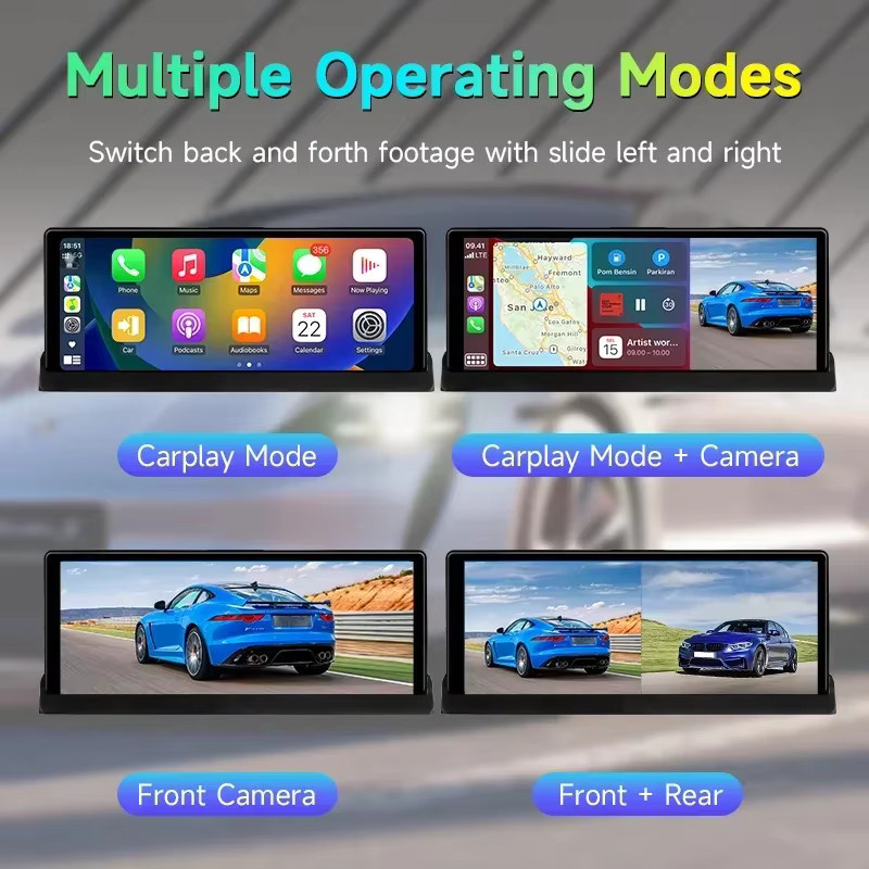 srnubi 4K Dashcam mit 360 Grad drehbarer Linse, Android Auto und Apple CarPlay, GPS Navigation, FM AUX, Schwarz - Bild 4