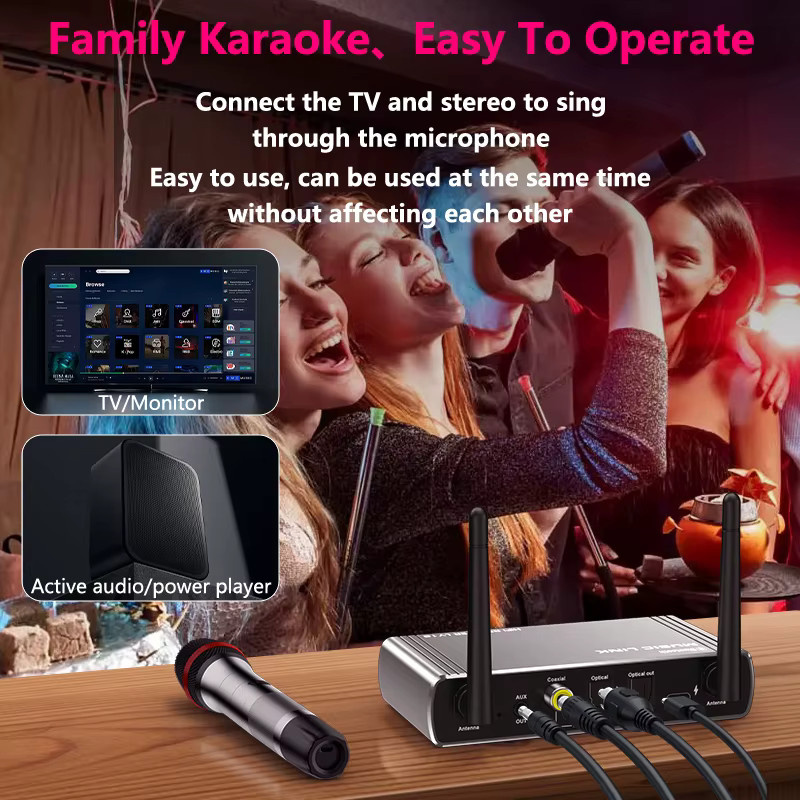 Kebidumei Bluetooth 5,4 Sender und Empfänger Audio Adapter in Silber mit AUX 3,5mm, 6,5mm, Koaxial und Optischer Faser sowie Fernbedienung für TV und PC - Bild 3
