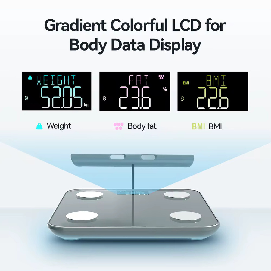 Gym Smart Körperfettwaage von icomon, professionelle Bioimpedanzwaage mit 8 Elektroden in Grau aus Glas mit Sprachübertragung und druckbarem Bericht - Bild 3