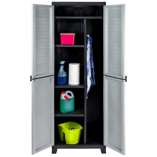 KREHER Spindschrank Elite aus Kunststoff in Weiß-Schwarz, B/H/T: 65 x 181 x 45 cm - Bild 2