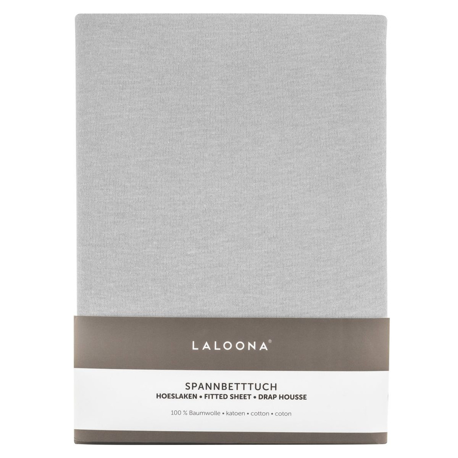 LaLoona Spannbetttuch aus Jersey für Kinder, Hellgrau, B/T: 40 x 90 cm - Bild 1