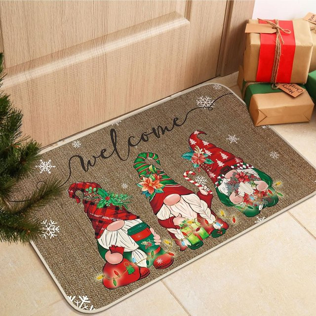 VIKAMA Weihnachtszwerg Teppich, rutschfest und schmutzabweisend, mehrfarbig, B/T/H: 40 x 40 x 40 cm - Bild 1