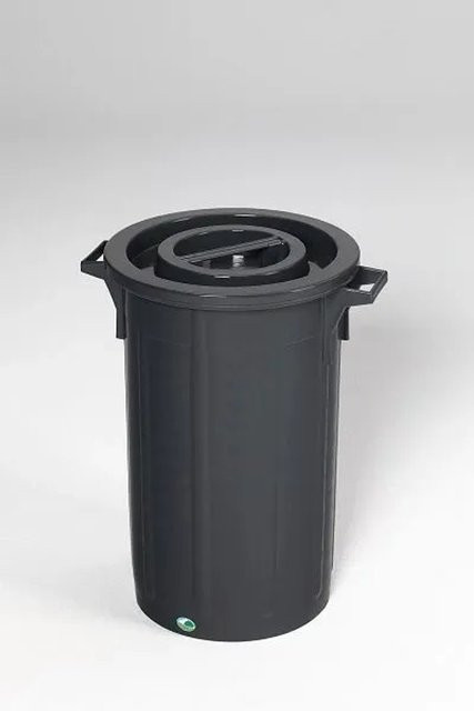 PROREGAL Abfallsammler mit Deckel aus Kunststoff, Schwarz, 90 Liter, H x B x T: 70 x 51 x 51 cm - Bild 1