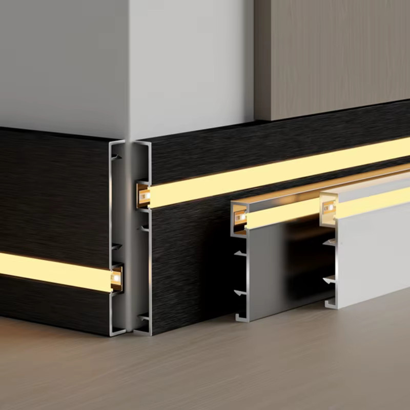 Khelse LED-Aluminiumprofil für Boden- und Wandsockel, Silber, H: 10 cm, B: 16 cm, T: 8 cm - Bild 2