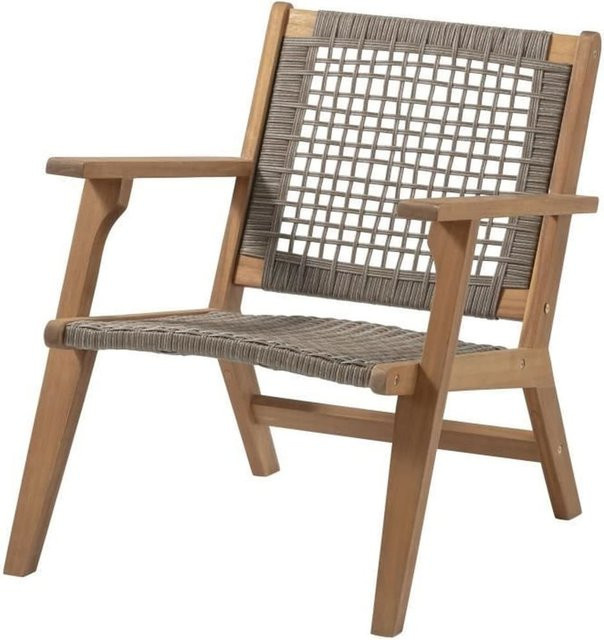 BORA Niedriger Gartensessel aus FSC-zertifiziertem Akazienholz und Rattan in Braun, B: 60 cm, T: 76 cm, H: 73 cm - Bild 1