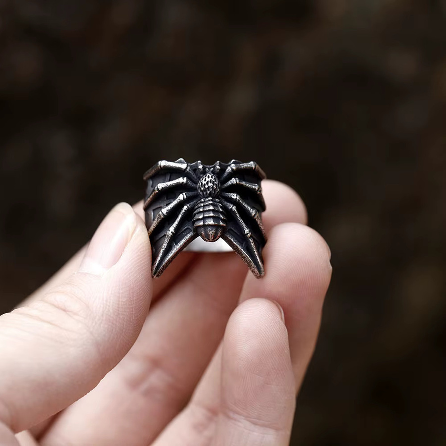 Ring Edelstahl, Vintage, Spinne, Herren, Silber - Bild 3