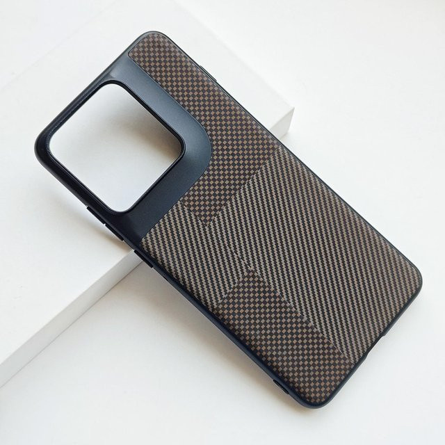Stoßfeste Handyhülle MOTO Signature für Motorola X70 Air Pro aus PU-Leder und Kevlar in Braun mit Gestreift-Design - Bild 1