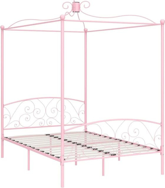 vidaXL Himmelbett-Gestell aus Metall in Pink, B/T/H: 140 x 200 x 227 cm - Bild 1