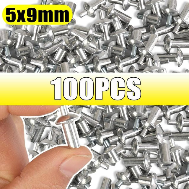 YH Tool Aluminium Spreiznieten Set aus Edelstahl in Silber, 100 Stück, Maße: 5 x 9 mm - Bild 1