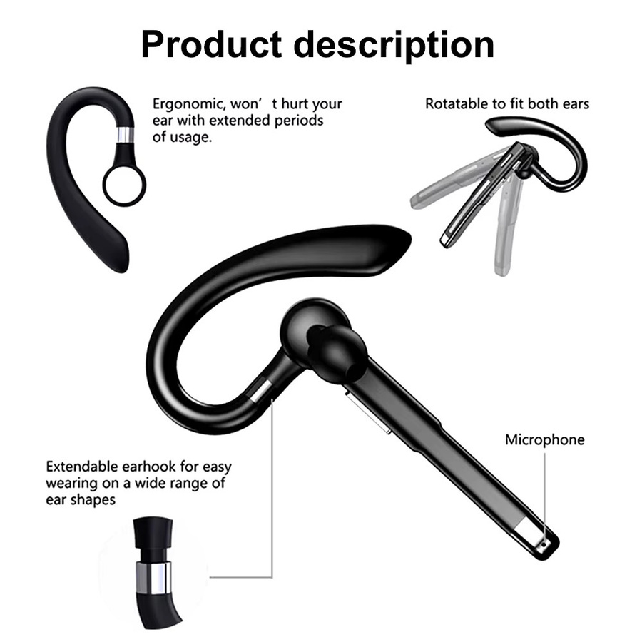 occkic Bluetooth 5.3 Headset mit Geräuschunterdrückung und Digitalanzeige in Schwarz für LKW-Fahrer und Business sowie Sport - Bild 3