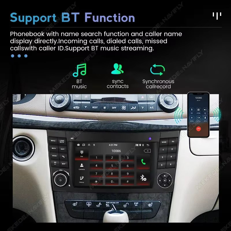 NAVIFANS 2 DIN Auto Radio mit 7 Zoll Display für Mercedes Benz E-Klasse W211 und CLS-Klasse W219, Android 13, CarPlay, GPS, Schwarz - Bild 2