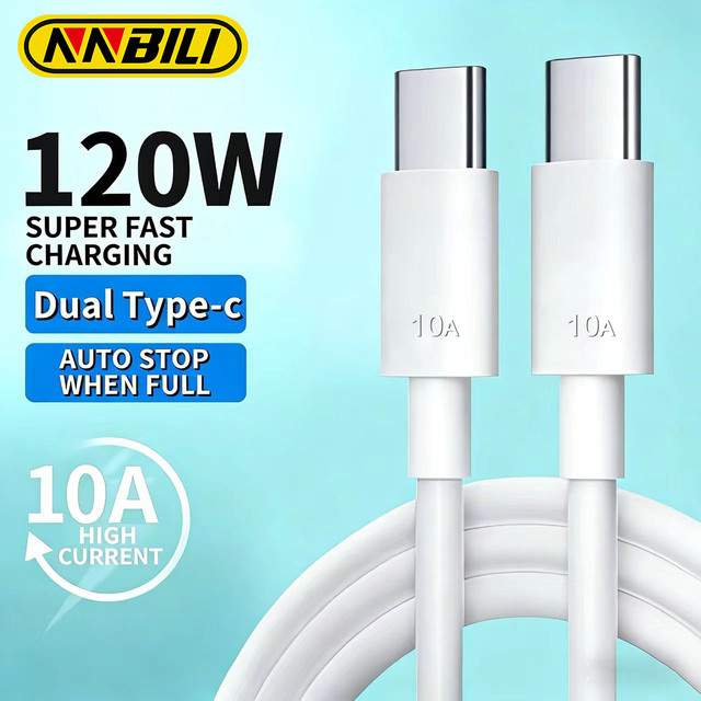 NNNILI USB-C auf Typ-C Schnellladekabel 120W in Weiß für schnelles Laden und Hochgeschwindigkeits-Datenübertragung - Bild 1