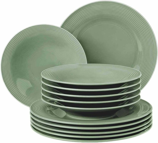 Seltmann Weiden Tafelservice Beat Color Glaze aus Porzellan, 12-teilig, Salbeigrün - Bild 1