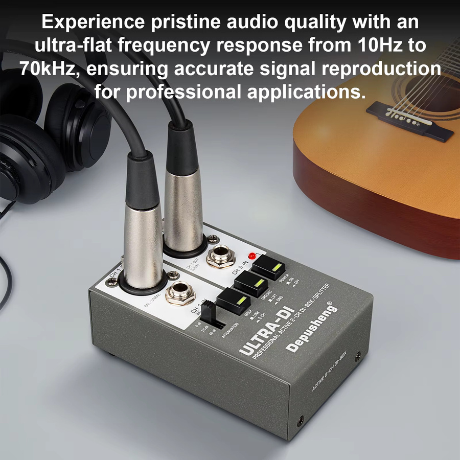 Depusheng DI Box Aktives Zweikanal-Audiosystem für E-Gitarren und Bühneninstrumente - Bild 2