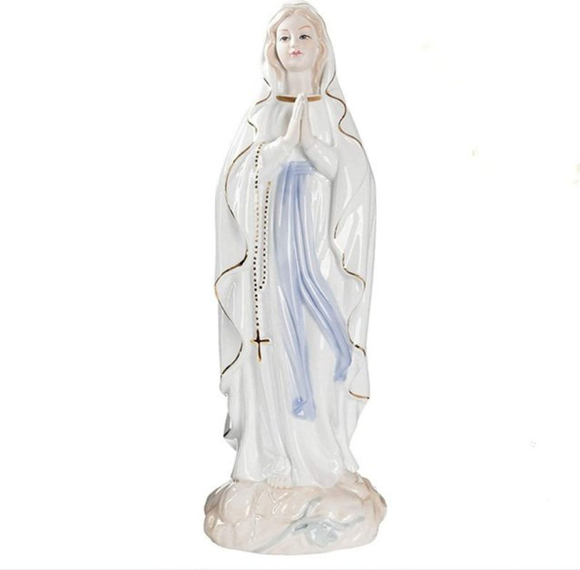 Katholische Statue Unsere Liebe Frau von Lourdes aus weißer Keramik, Höhe: 30 cm - Bild 1