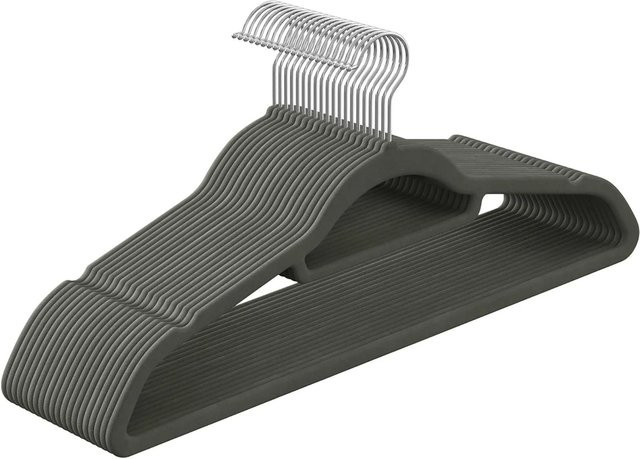 Songmics Breanna Samt-Kleiderbügel-Set in Grau-Silber, 20-teilig - Bild 1
