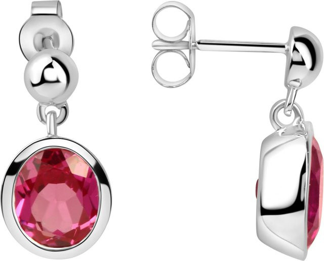 Jamelli Ohrringe 925 Silber, rhodiniert, pinker Quarz, Damen - Bild 1