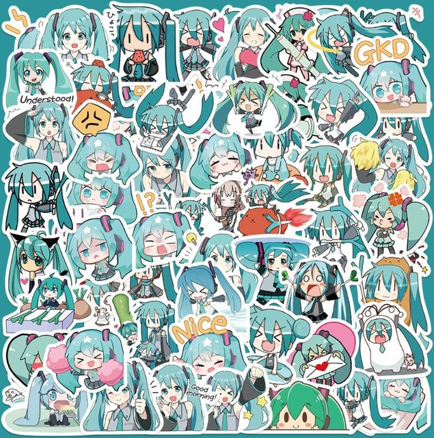 Bandai Hatsune Miku Aufkleber, Nachfüllpack, 65-teiliges Set, Bunt - Bild 1