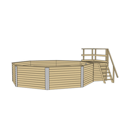 WEKA Achteckpool in Grau Grün und Beige B/T/H: 571 x 471 x 116 cm - Bild 4