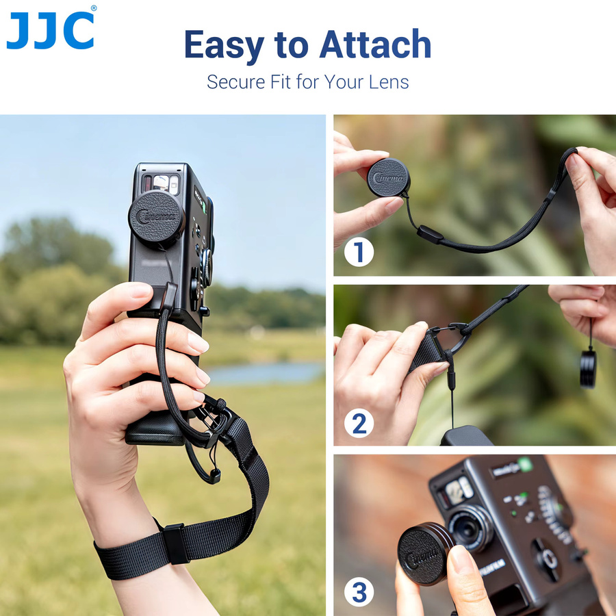 JJC Objektivdeckel für Fujifilm Instax Mini EVO Cinema in Schwarz mit Trageband - Bild 4