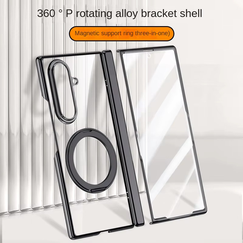 Magnetischer Ringständer für Samsung Galaxy Z Fold 8 Ultra 7 mit Scharnierschutz und harter Abdeckung, Farbe: Grün/Transparent - Bild 2